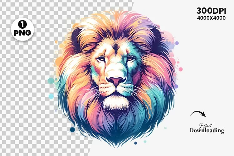 Watercolor Lion Clipart, Lion Sublimation png, Lion t-shirt