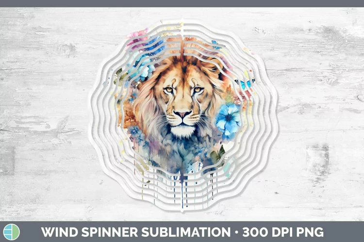 Watercolor Lion Wind Spinner Sublimation Spinner Designs