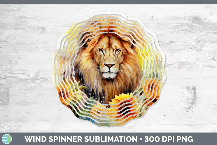 Watercolor Lion Wind Spinner Sublimation Spinner Designs