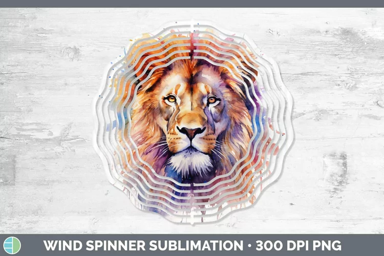 Watercolor Lion Wind Spinner Sublimation Spinner Designs