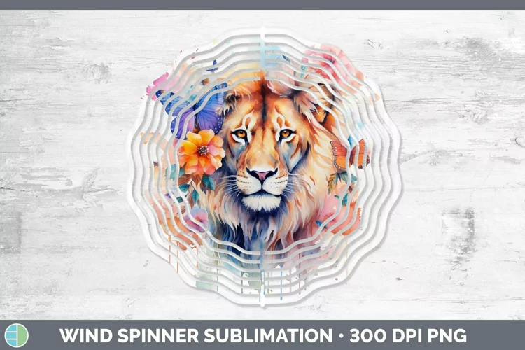 Watercolor Lion Wind Spinner Sublimation Spinner Designs