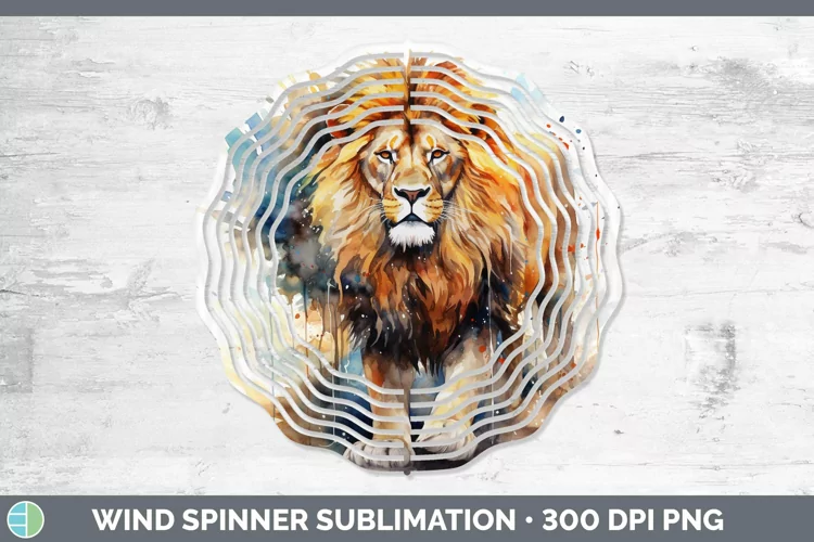 Watercolor Lion Wind Spinner Sublimation Spinner Designs