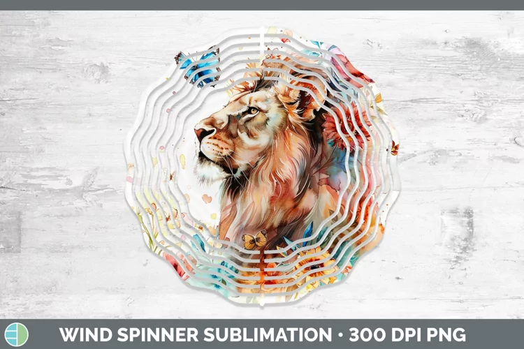 Watercolor Lion Wind Spinner Sublimation Spinner Designs