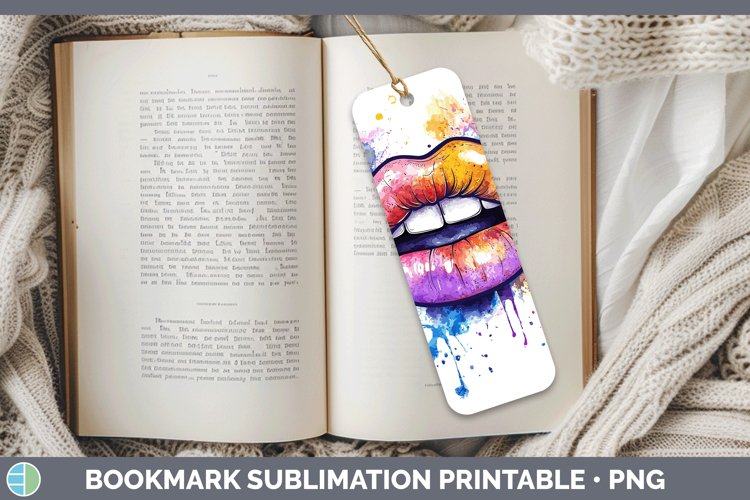 Watercolor Lips Bookmark Sublimation Printable Designs