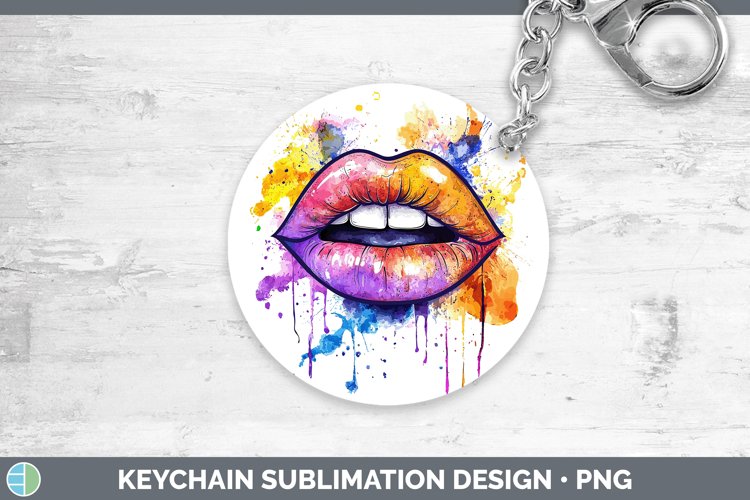 Watercolor Lips Keychain Sublimation Keyring Designs
