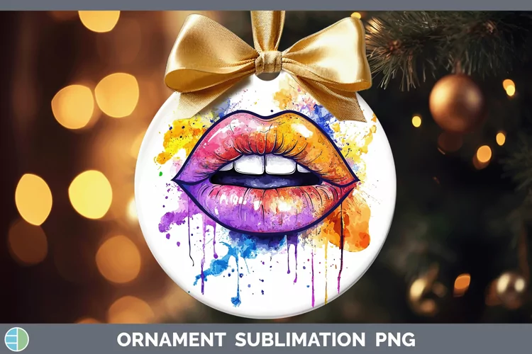 Watercolor Lips Ornament Sublimation Bauble Designs