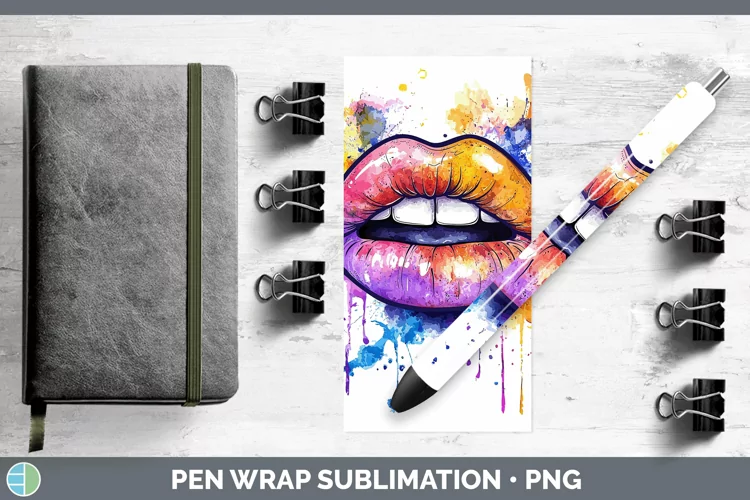 Watercolor Lips Pen Wrap Sublimation Pen Designs