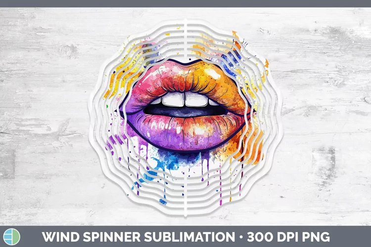 Watercolor Lips Wind Spinner Sublimation Spinner Designs