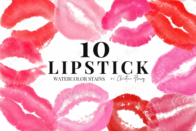 Watercolor Kiss Lips Clipart, Watercolor Lips Clipart
