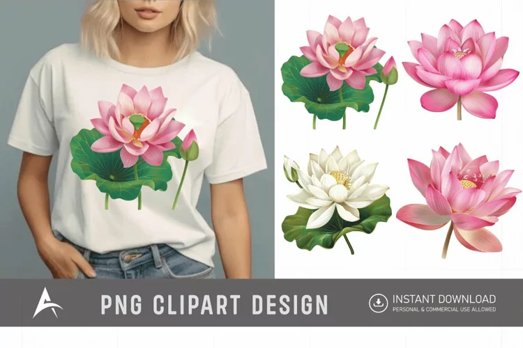Watercolor Lotus Flowers Clipart