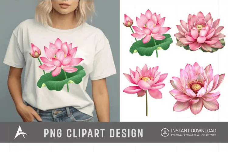 Watercolor Lotus Flowers Clipart