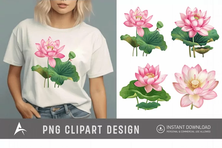 Watercolor Lotus Flowers Clipart