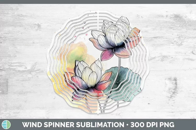 Watercolor Lotus Wind Spinner Sublimation Spinner Designs