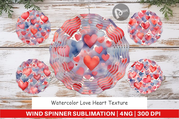 Wind Spinner Watercolor Texture Heart