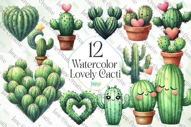 Watercolor Cactus Clipart Image 8