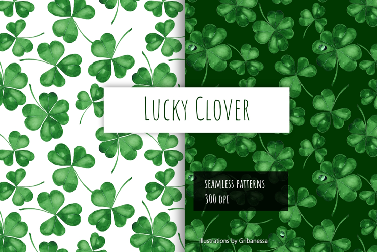 Watercolor Lucky Clover Pattern