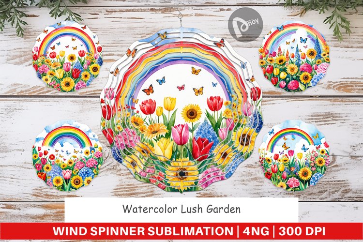 Wind Spinner Watercolor Lush Garden