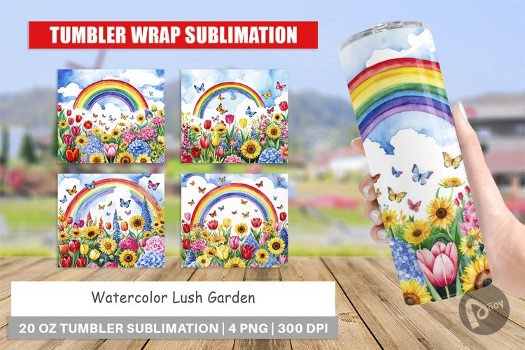 Tumbler Wrap Watercolor Lush Garden
