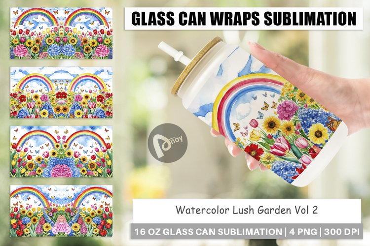 Glass Can Wraps Watercolor Lush Garden