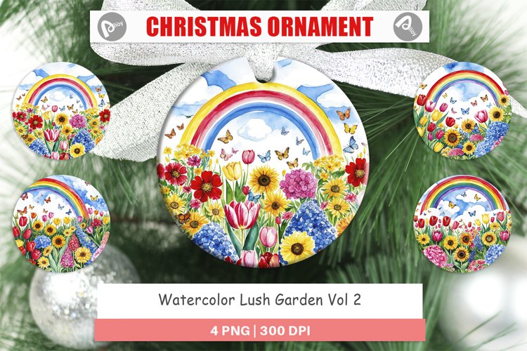 Christmas Ornaments Watercolor Lush Garden