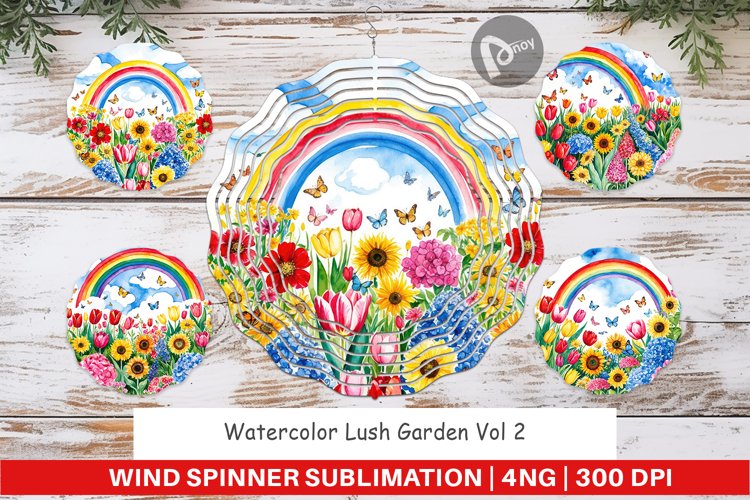 Wind Spinner Watercolor Lush Garden