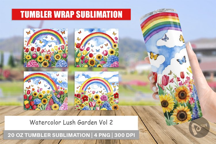 Tumbler Wrap Watercolor Lush Garden