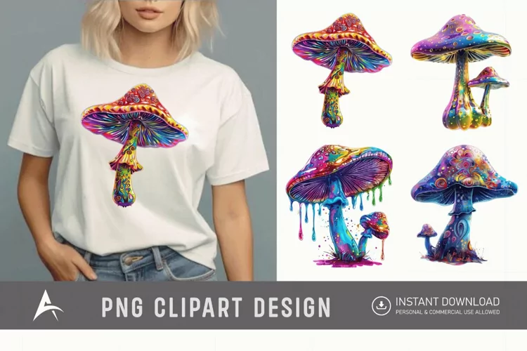 Watercolor Magic Mushroom Clipart