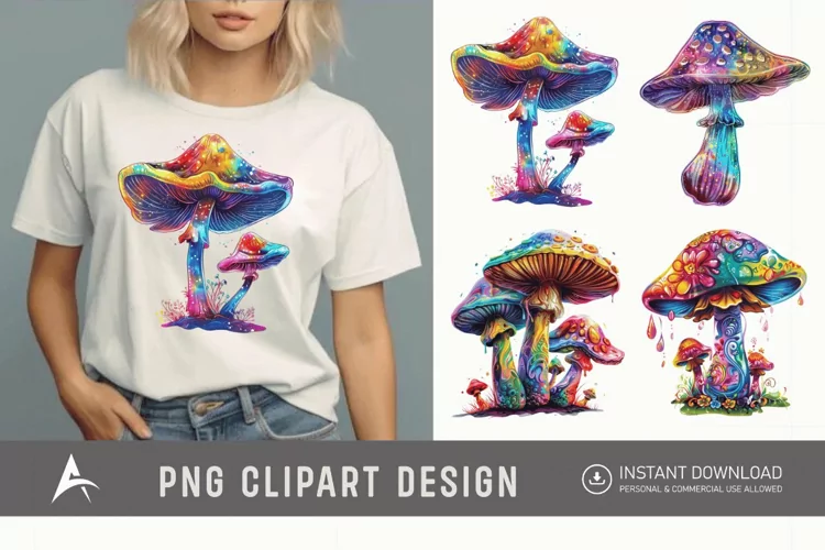 Watercolor Magic Mushroom Clipart