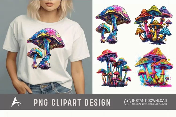 Watercolor Magic Mushroom Clipart