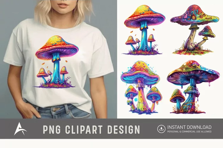 Watercolor Magic Mushroom Clipart