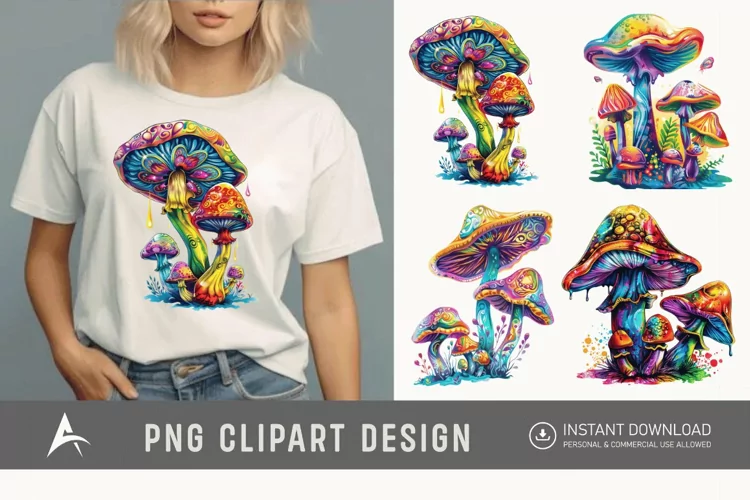 Watercolor Magic Mushroom Clipart