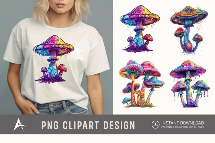 Watercolor Magic Mushroom Clipart