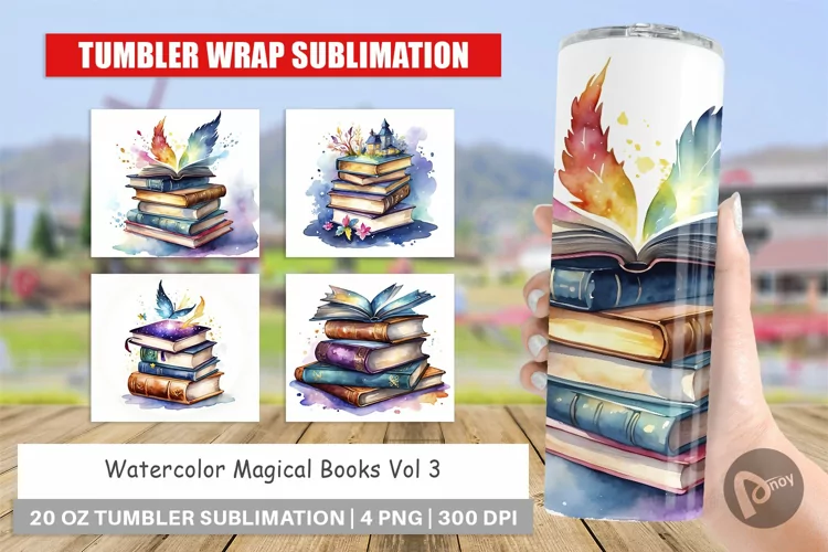 Tumbler Sublimation Wrap Magical Books