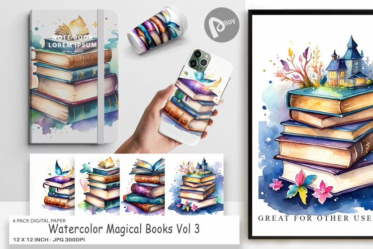 Digital Paper Magical Books