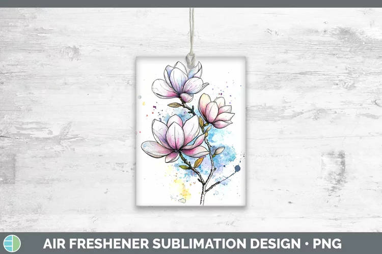 Watercolor Magnolia Air Freshener Sublimation Car Freshener