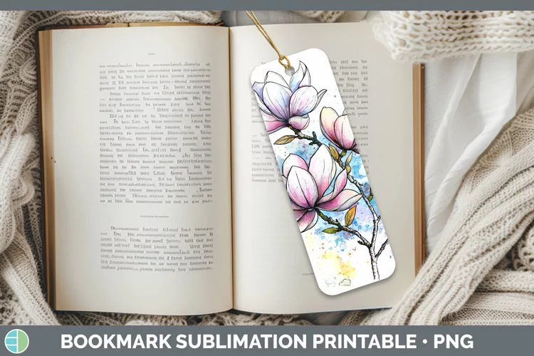 Watercolor Magnolia Bookmark Sublimation Printable Designs