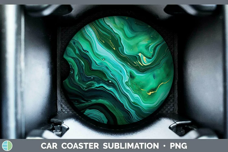 Watercolor Malachite Car Coaster Sublimation Coaster Designs