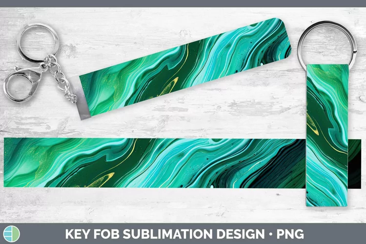 Watercolor Malachite Key Fob Sublimation Wristlet Designs