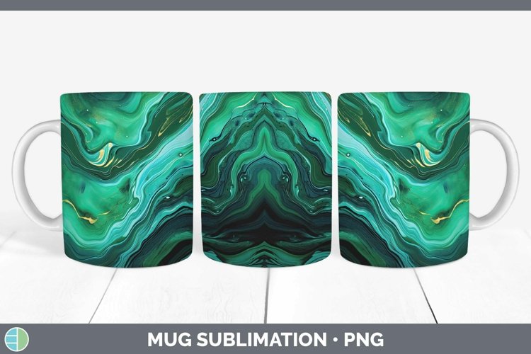 Watercolor Malachite Mug Wrap Sublimation Coffee Cup Designs