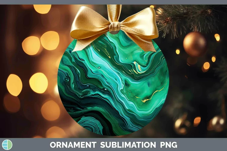 Watercolor Malachite Ornament Sublimation Bauble Designs