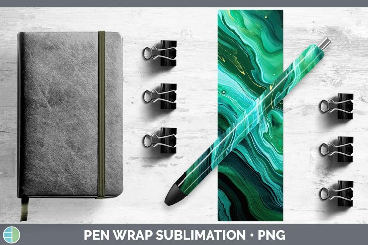 Watercolor Malachite Pen Wrap Sublimation Epoxy Pen Designs