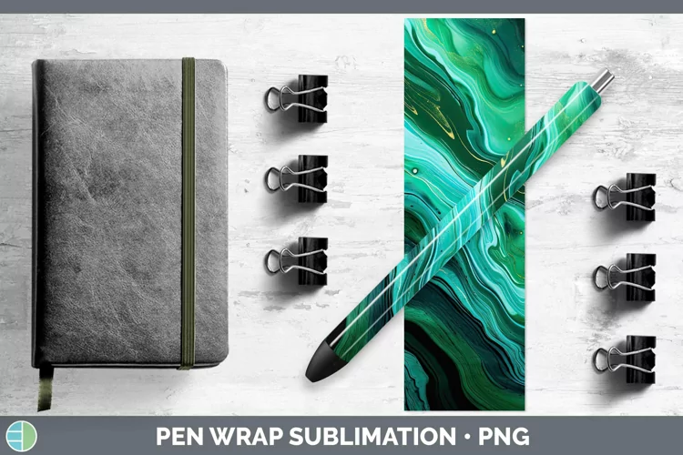 Watercolor Malachite Pen Wrap Sublimation Epoxy Pen Designs