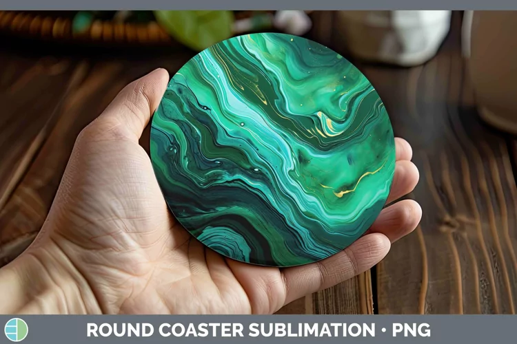 Watercolor Malachite Round Coaster Sublimation Coaster Desig