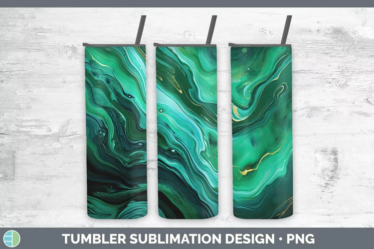 Watercolor Malachite Tumbler Sublimation 20 oz Skinny Tumble