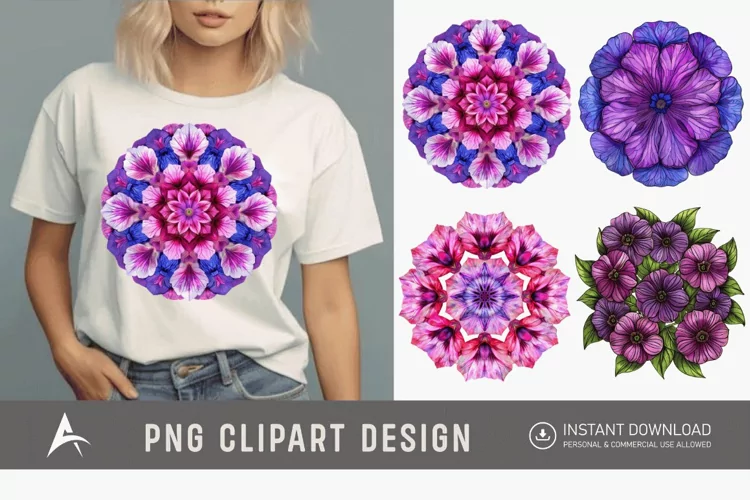 Watercolor Mandala Petunia Clipart