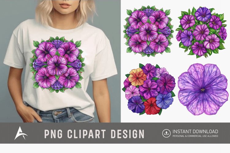 Watercolor Mandala Petunia Clipart