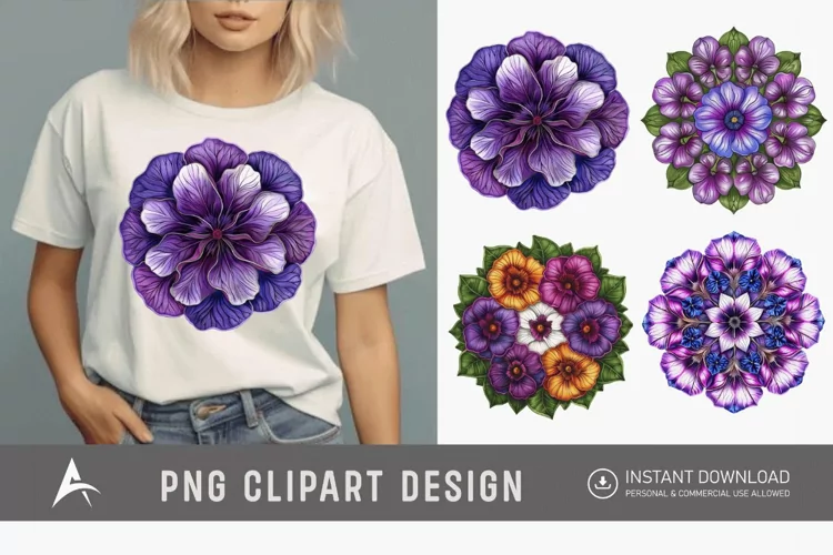 Watercolor Mandala Petunia Clipart