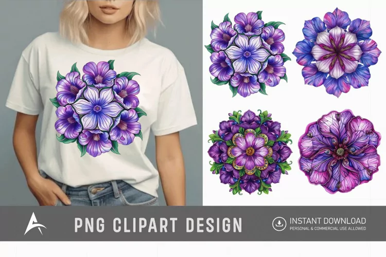 Watercolor Mandala Petunia Clipart