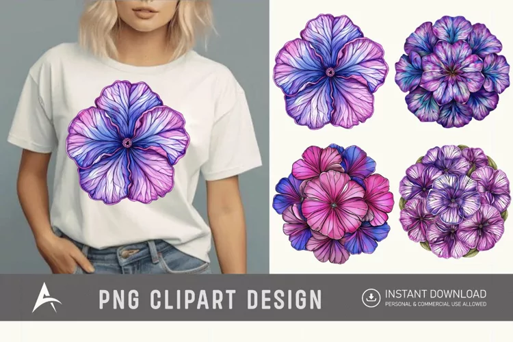 Watercolor Mandala Petunia Clipart