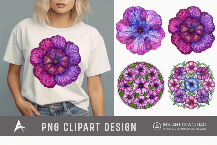 Watercolor Mandala Petunia Clipart